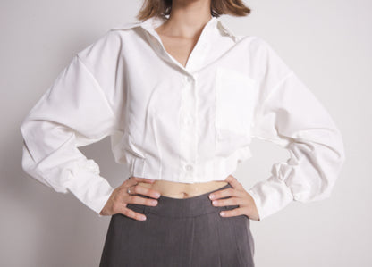 Lindsay White Designer Crop Blouse